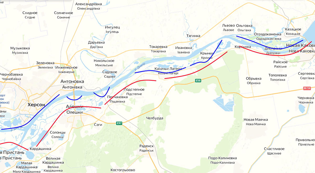 Карта боевых действий на Украине, Херсонское направление, к утру 24.03.24 г. Карта СВО от Юрия Подоляки.