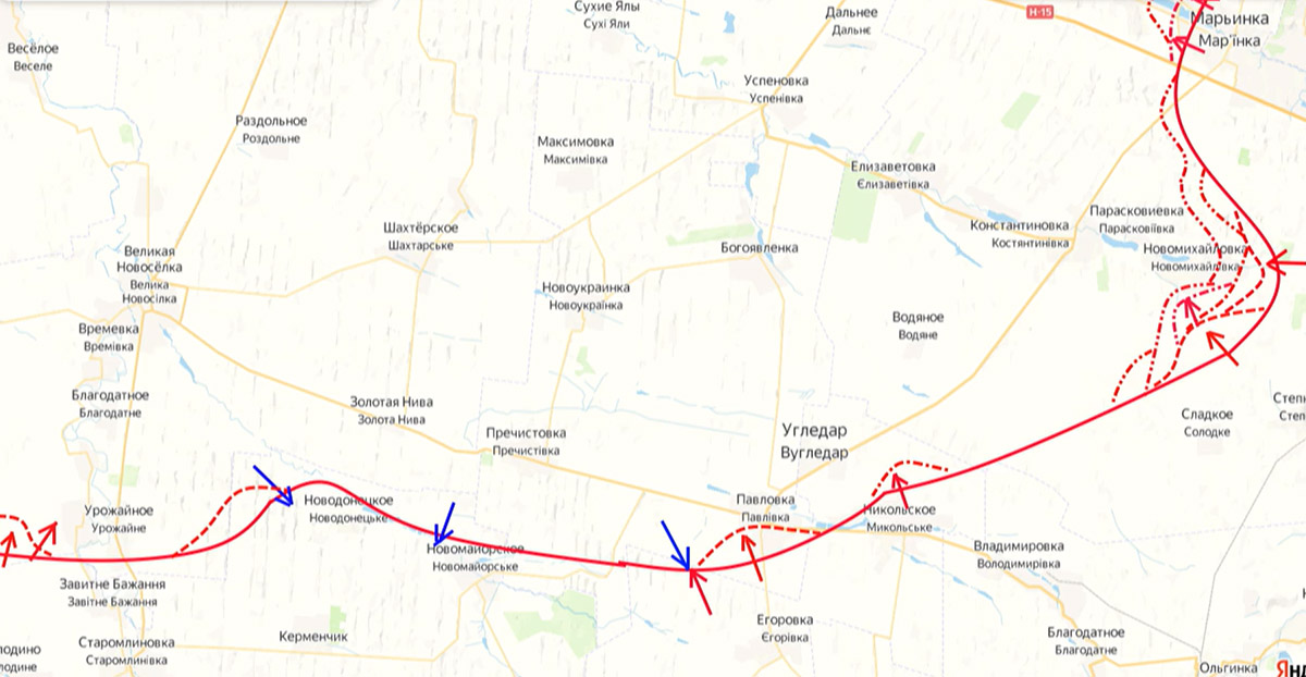 Карта боевых действий на Украине, Южно-Донецкое направление, к утру 24.03.24 г. Карта СВО от Юрия Подоляки.