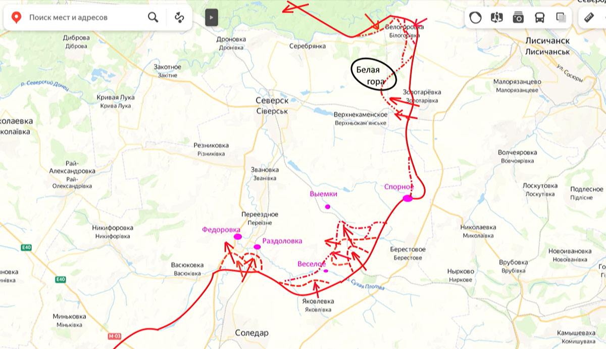 Карта боевых действий на Украине, Северское направление, к утру 24.03.24 г. Карта СВО от Юрия Подоляки.