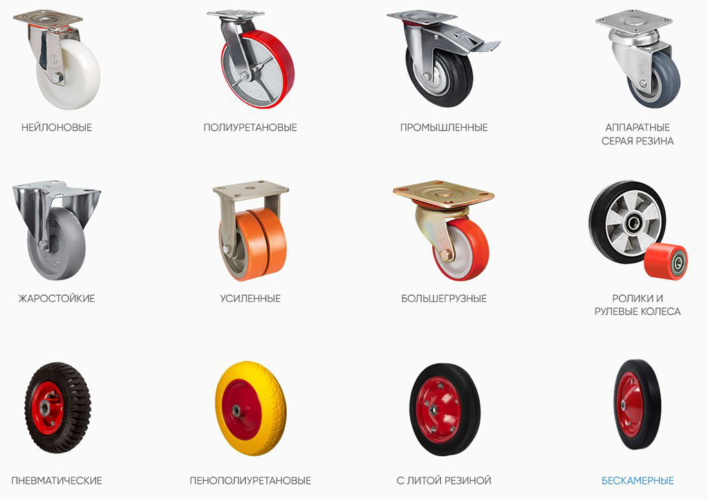 Разновидности колес для тележек