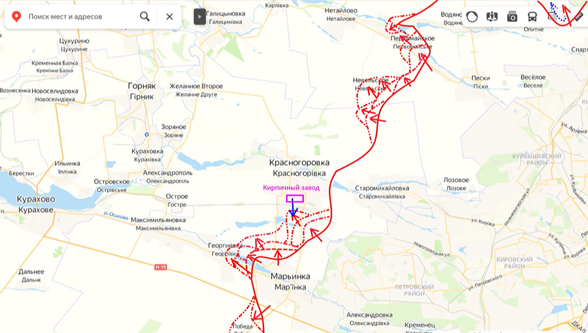 Карта боевых действий на Украине, Донецкое направление, Марьинский участок, на 20.03.24 г. Карта СВО от Юрия Подоляки.