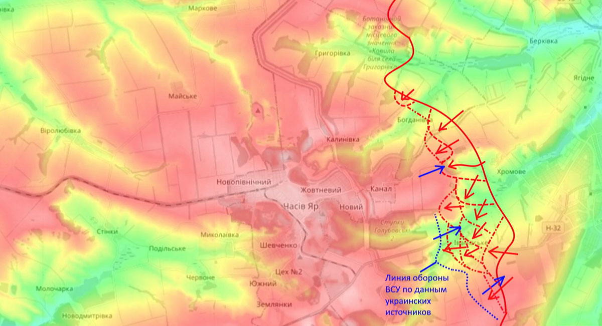 Карта боевых действий на Украине, Артёмовское направление, к утру 24.03.24 г. Карта СВО от Юрия Подоляки.