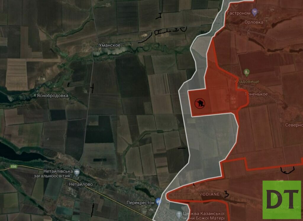 Карта боевых действий на Украине, Фронт западнее Авдеевки, 24.03.24 г.