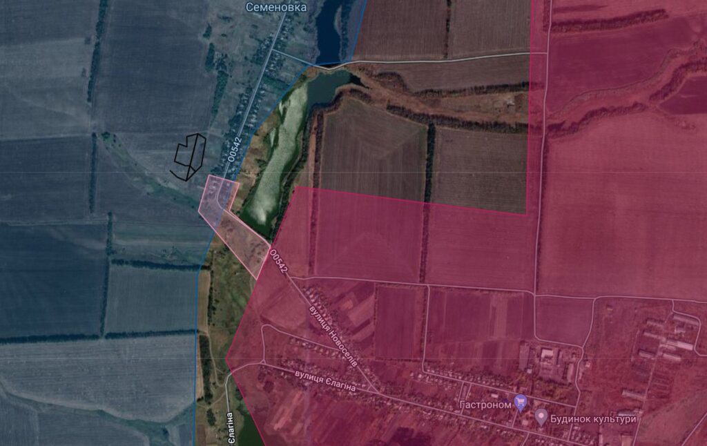 Карта боевых действий на Украине, фронт западнее Авдеевки, Семёновка, 27.03.24 г.