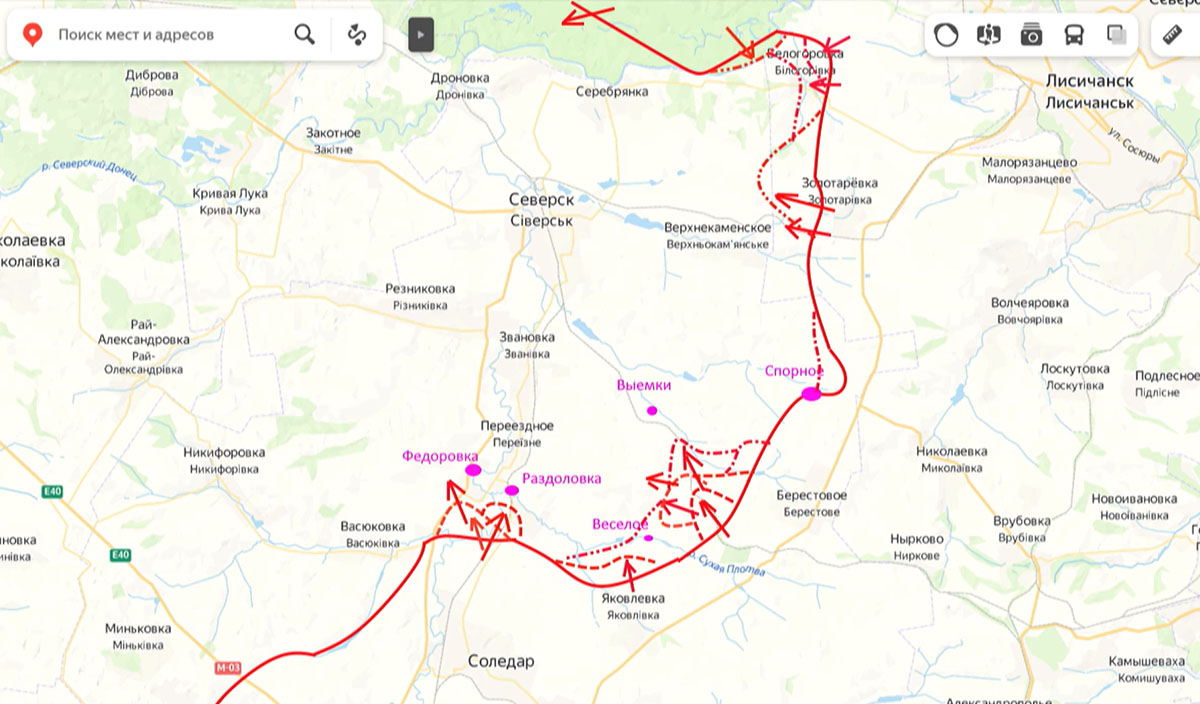 Карта боевых действий на Украине, Северское направление, на 25.03.24 г. Карта СВО от Юрия Подоляки.