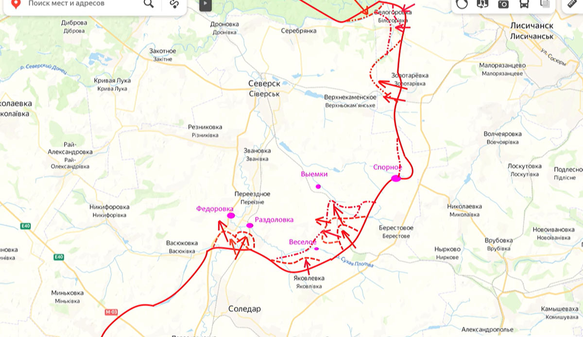 Карта боевых действий на Украине, Северское направление, на 24.03.24 г. Карта СВО от Юрия Подоляки.