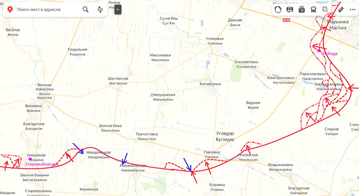 Карта боевых действий на Украине, Южно-Донецкое направление, на 30.03.24 г. Карта СВО от Юрия Подоляки.