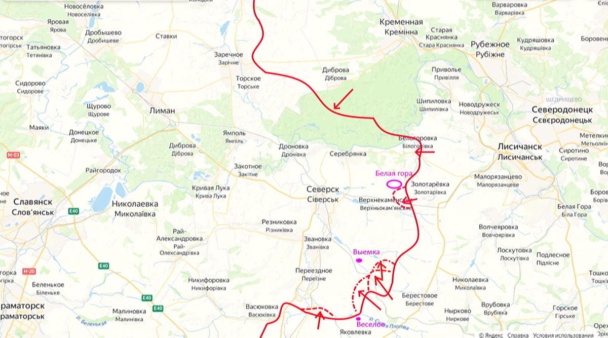 Карта боевых действий на Украине, Северское направление, на 13.04.24 г. Карта СВО от Юрия Подоляки.