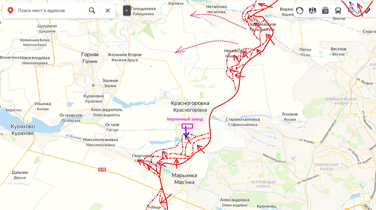 Карта СВО сегодня, Донецкое направление, Марьинский участок, 06.04.24 г. Карта СВО от Юрия Подоляки.