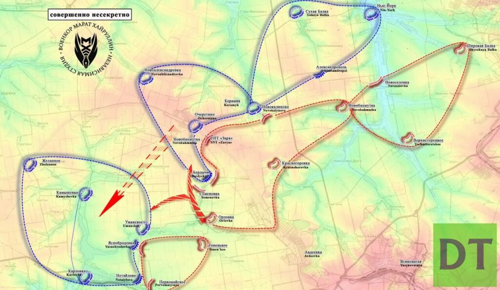 Карта боевых действий на Украине, Донецкое направление, Авдеевский участок, на 17.04.24 г.