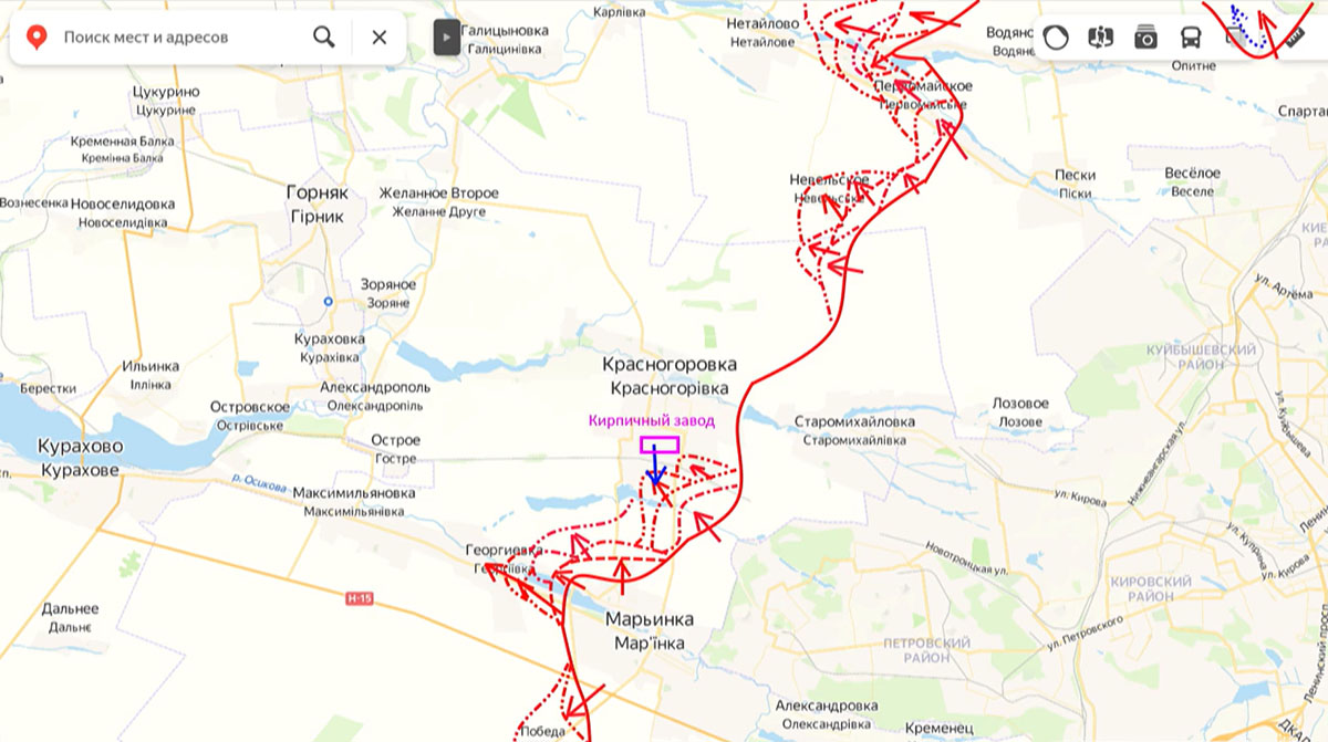 Карта боевых действий на Украине, Донецкое направление, Марьинский участок, 18.04.24 г. Карта СВО от Юрия Подоляки.