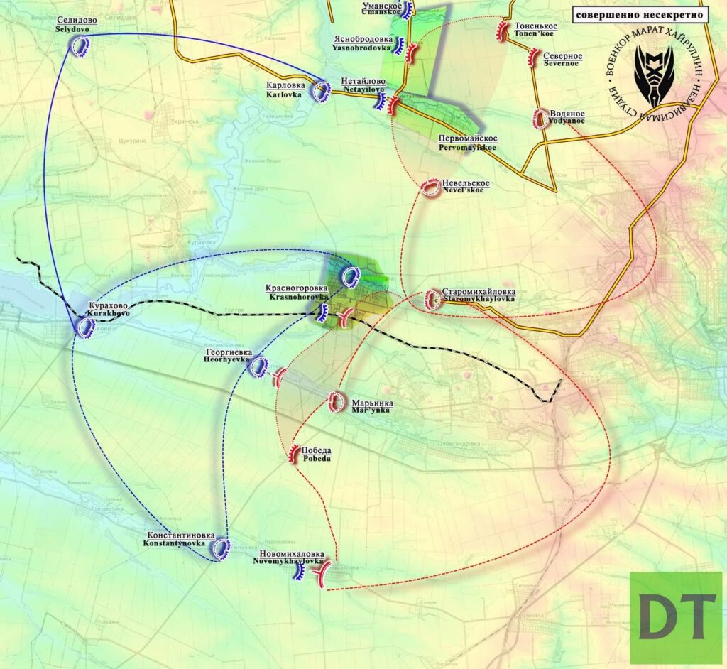 Карта боевых действий на Украине, Марьинское направление, на 17.04.24 г.