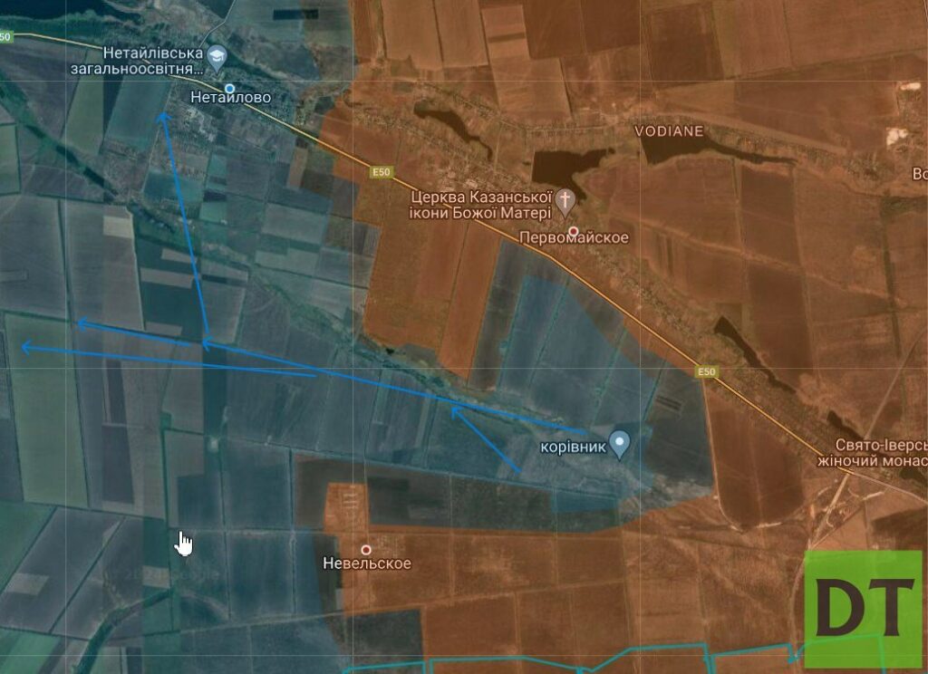 Карта боевых действий на Украине, Донецкое направление, Первомайское, на 17.04.24 г.