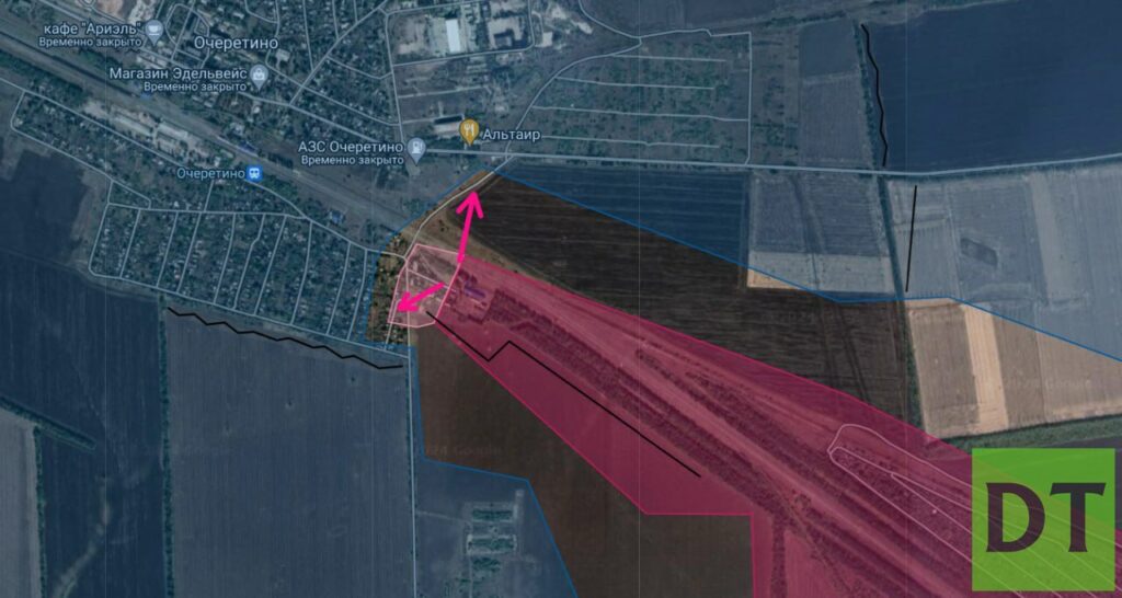 Карта боевых действий на Украине, Донецкое направление, Очеретино, на 18.04.24 г. Карта СВО