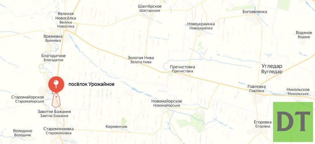 Карта боевых действий на Украине сегодня, Урожайное, на 12.04.24 г.