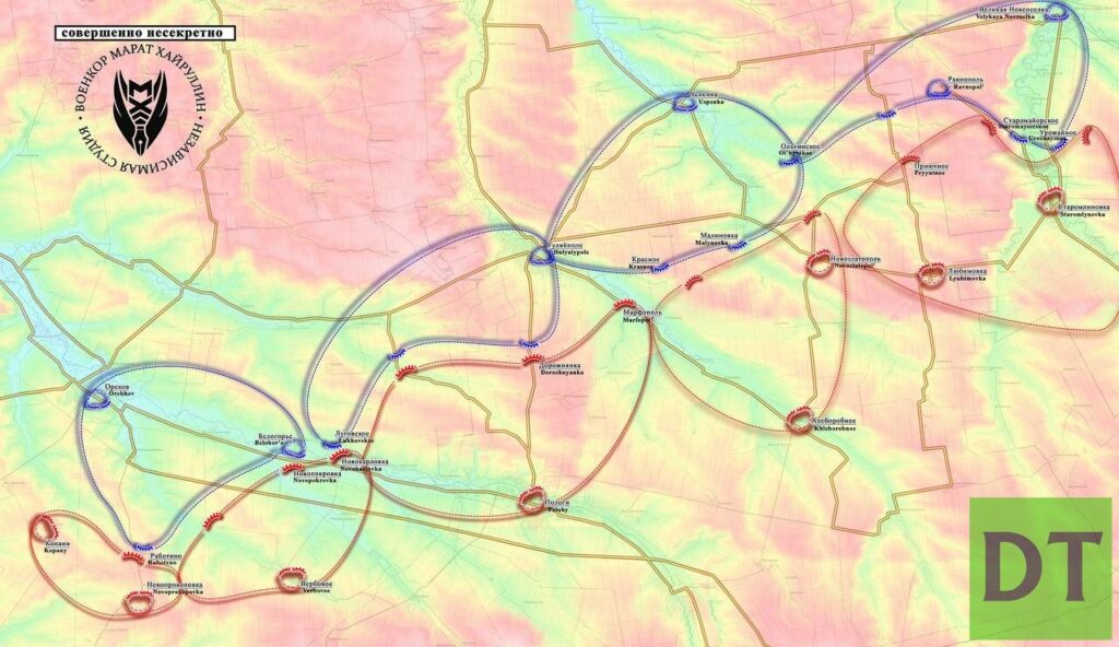 Карта боевых действий на Украине, Запорожское направление, на 17.04.24 г.