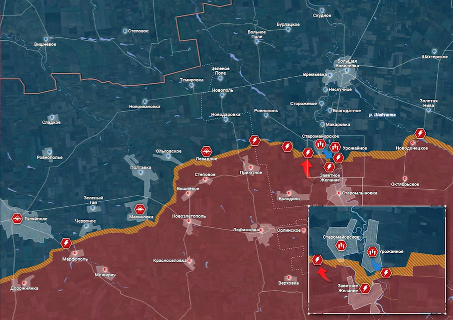 Карта боевых действий на Украине, Времьевское направление, на 18.04.24 г. Карта СВО от «Рыбарь».