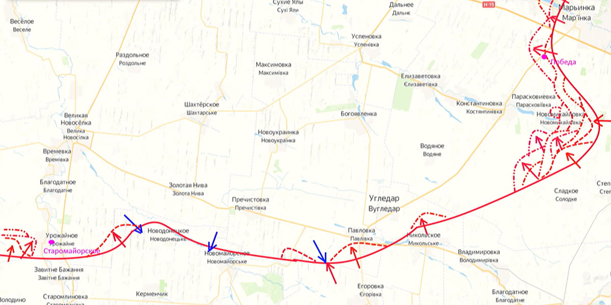 Карта боевых действий на Украине сегодня, Угледарское направление, на 10.04.24 г. Карта СВО от Юрия Подоляки.