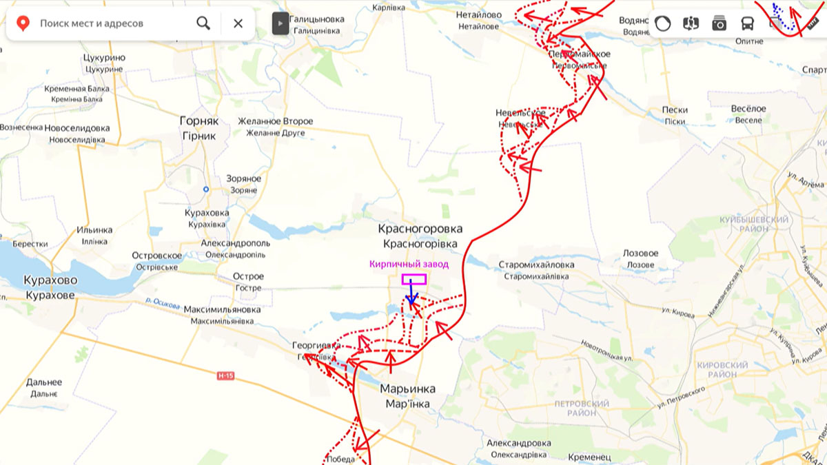 Карта боевых действий на Украине сегодня, Донецкое направление, Марьинский участок, 10.04.24 г. Карта СВО от Юрия Подоляки.