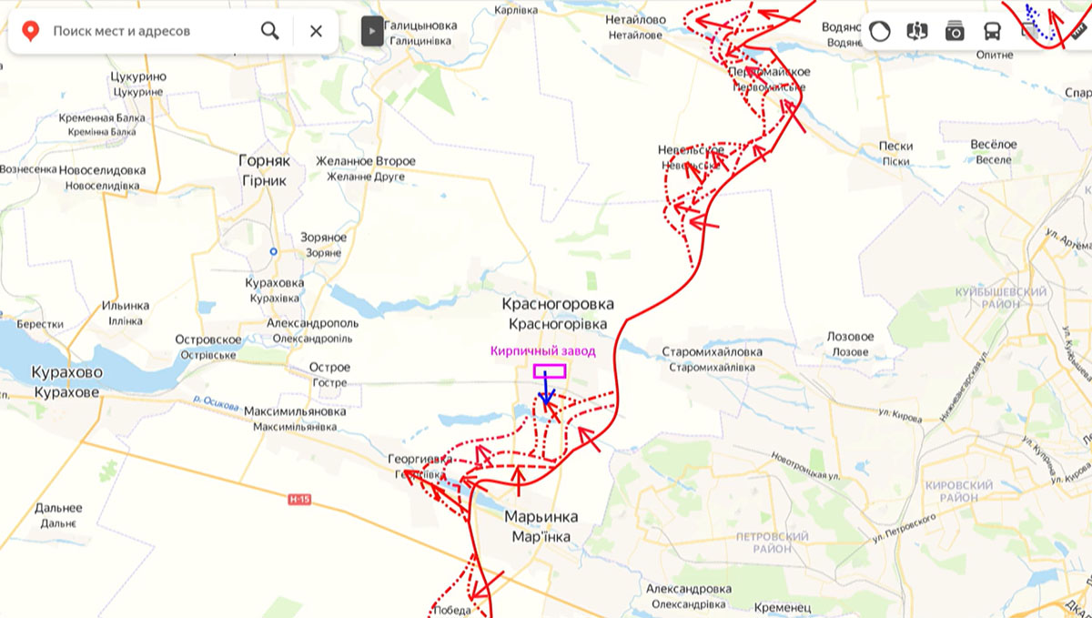 Карта боевых действий на Украине сегодня, Донецкое направление, Марьинский участок, 08.04.24 г. Карта СВО от Юрия Подоляки.